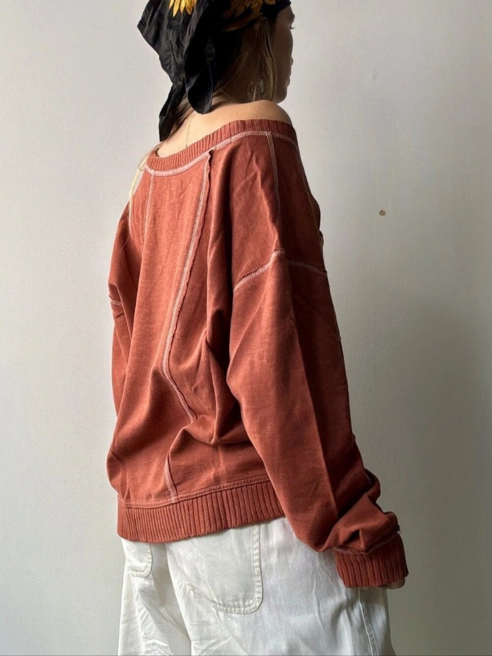 Pilcro Knit Crewneck Sweater - Rust - Picture 8 of 15